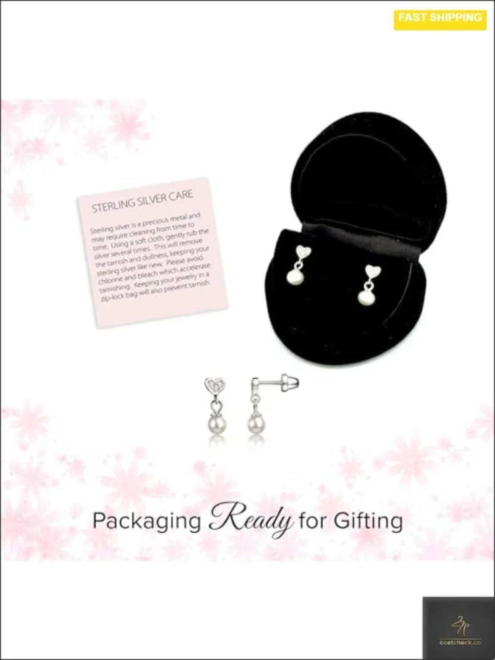 Sterling Silver Freshwater Pearl Drop Earrings with Screw Backs for Sensitive